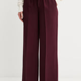 Calça Wide Fit em Crepe Bordeaux | TWINSET