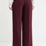 Calça Wide Fit em Crepe Bordeaux | TWINSET
