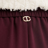 Calça Wide Fit em Crepe Bordeaux | TWINSET