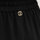 Calça Wide Fit em Crepe Preto | TWINSET
