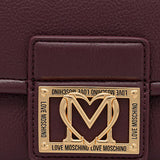 Mala de Ombro em Bordeaux com Logo Dourado | Love Moschino