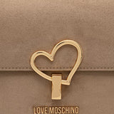 Mala de Ombro em Suede Bege | Love Moschino