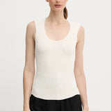 Top Slim Fit Canelado Ecru | TWINSET