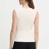 Top Slim Fit Canelado Ecru | TWINSET