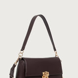 Mala de ombro bordeaux com fecho dourado | LIUJO