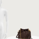 Mala de Ombro Castanha em Pele com Franzido | TWINSET