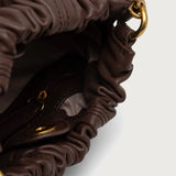 Mala de Ombro Castanha em Pele com Franzido | TWINSET