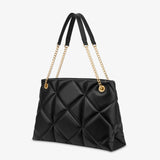 Mala tote bag acolchoada em preto com logo metálico | Love Moschino