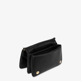 Mala de ombro acolchoada em preto e logo metálico |  Love Moschino