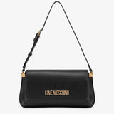 Mala de ombro preto com logo metálico | Love Moschino