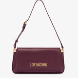 Mala de ombro bordeaux com logo metálico | Love Moschino