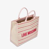 Mala tote Love Moschino em tecido com logo bordado à frente