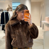 Bomber Castanho em Pêlo Sintético Tricotado | Liu Jo