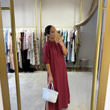 Vestido midi Ottod'ame em popelina bordeuax