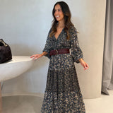Vestido Kacy Kaki Midi Floral | BA&SH
