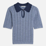 T-Shirt de Malha Azul com Gola Contrastante | Scotch & Soda