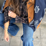 Blusão em Camurça Camel com Manga Kimono Violetta | SEMICOUTURE