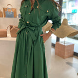 Vestido camiseiro midi LIU JO em popelina verde