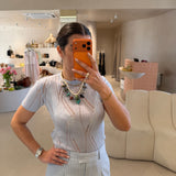 T-Shirt  de Malha Tricotada em Azul | LIU JO