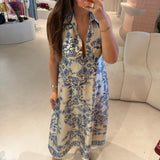 Vestido acetinado com Print Azul | LIU JO