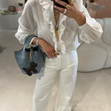 Jeans wide leg Scotch & Soda brancas