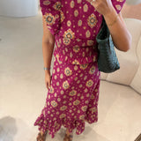 Vestido Midi Estampado em Lilás | Violeta Store