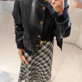 Casaco em Pele Sintética Preto com Botões | TWINSET