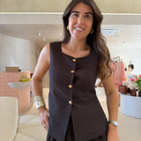 Calça Pantalona Loren em Castanho | LIVIANA CONTI