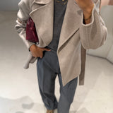 Casaco Curto em Fazenda de Lã com Cinto Bege | Liu Jo