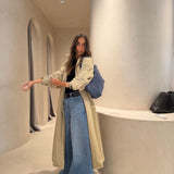 Trench Coat Bege Comprido com Folhos | BA&SH