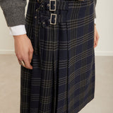 Saia Midi Plissada Patchwork Xadrez