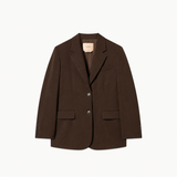 Blazer Castanho Chocolate em Cetim Mate com Lã | TWINSET
