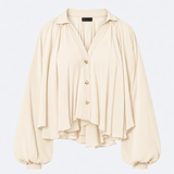 Camisa Ecru em Georgette com Decote em V | LIU JO