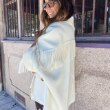 Casaco Liu Jo Pea Coat de Lã com Franjas | Liu Jo