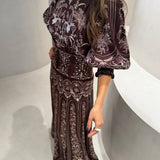 Vestido Liz Bordô Maxi com Mangas Tufadas | FARM RIO