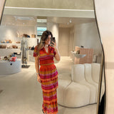 Conjunto t-shirt e saia Cecilia Prado em malha tricotada colorida