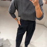 Calça em Mistura de Lã Risca de Giz | ottod'ame