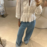 Calça de ganga wide leg clara