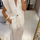 Calça Palazzo em Linho com Riscas | LIU JO