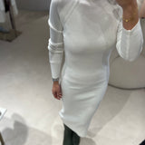 Vestido midi de malha em branco