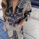 Conjunto em Cetim Estampa Bandana Castanho | Liu Jo