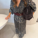 Vestido Kacy Kaki Midi Floral | BA&SH