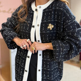 Casaco de Malha Preto e Branco com Botão de Joia | Liu Jo