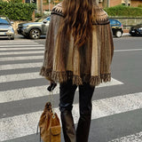 Poncho Prato Ébano em Malha de Lã e Mohair com Franjas | BA&SH