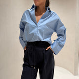 Camisa Larga em Popeline Azul | TWINSET