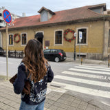 Casaco de Malha Azul Marinho com Franjas | VIOLETA