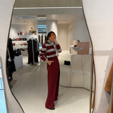 Polo de Malha Fina com Riscas Bordeaux