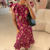 Vestido Midi Estampado em Lilás | Violeta Store