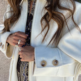 Casaco Liu Jo Pea Coat de Lã com Franjas | Liu Jo