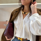 Camisa Carlita em Popelina Branca | Semicouture